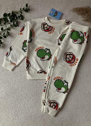 Утеплений костюм для хлопчика, світшот + штани | primark / super mario