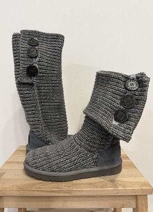 Чоботи жіночі ugg вʼязані вовняні, сірий меланж