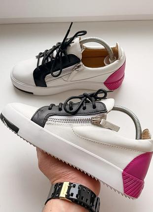 Белые кожаные кроссовки giuseppe zanotti frankie