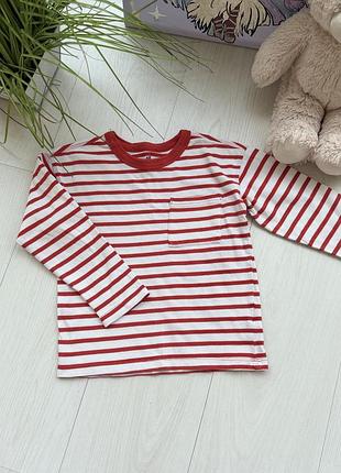 Лонгслів дитячий h&m у червону смужку 110-116 см