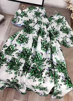 Роскошное белое платье в зеленые цветы marks &amp; spencer