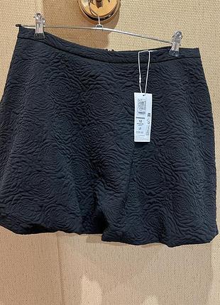 Міні-спідниця жіноча marks & spencer чорна з квітковим візерунком, розмір 12