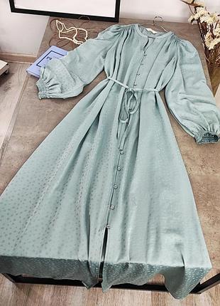 Нежное ментоловое платье на пуговицах с поясом marks &amp; spencer