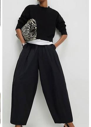 Брюки-баллоны брючины-брючки (barrel pants)широкие брюки на резинке струщи/плинные брюки (flowing trousers) классический базовый дроп zara