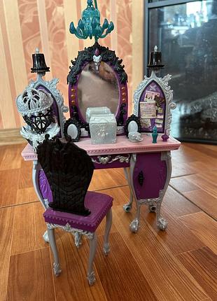 Ігровий набір меблів для дівчинки mattel monster high туалетний столик фіолетовий зі сріблястим