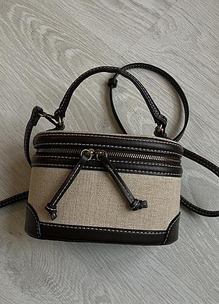 Сумка трендова крос-боді zara бежево-коричнева