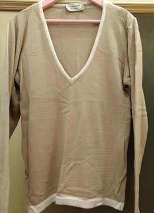Cashmere collection (м), italy. бежевий джемпер з окантовкою