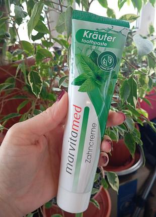 Трав’яна зубна паста marvitamed zahncreme kräuter (з екстрактами шавлії та ромашки) німеччина,125мл