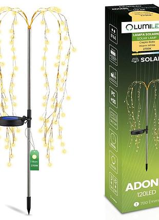 Садовая солнечная лампа дерево водопад lumiled adonis 120 led теплый белый 2700k 8 режимов ip44