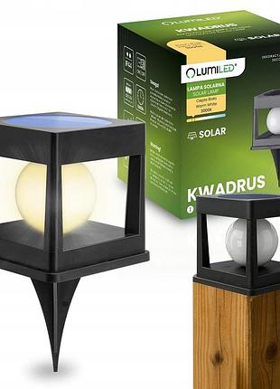 Садовый led светильник lumiled kwadrus на солнечной батарее, теплый свет 3000k, ip44
