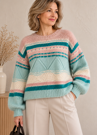 Женский мохеровый джемпер oversize в пастельных тонах, розовый и мятный