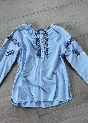 Вишиванка для дівчинки блакитна, зріст 122 см 4