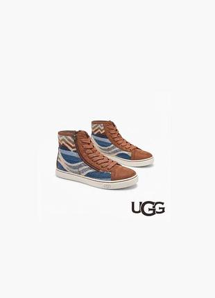 Високі кеди кросівки ugg (оригінал) з принтом, замша, утеплені, розмір 39 (устілка 25 см)