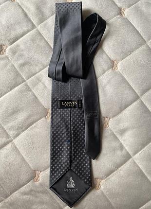 Краватка чоловіча lanvin шовкова геометричний принт чорна сіра