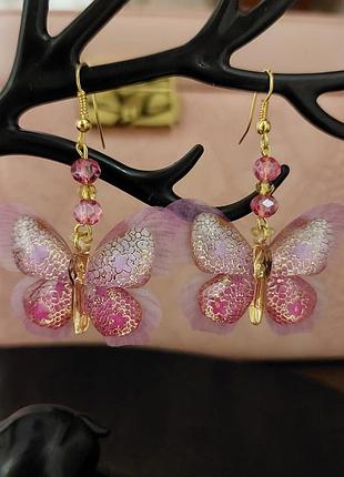Серьги розовые бабочки ручной работы!🦋🌸