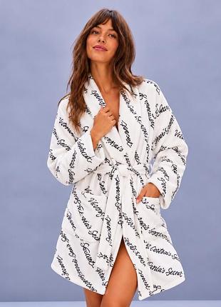 Теплий флісовий плюшевий халат із фірмовим надписом victoria’s secret оригінал