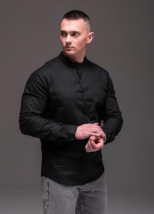 Мужская льняная рубашка style черная