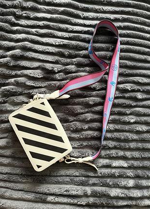 Сумка off-white прямокутна через плече у смужку біло-чорна