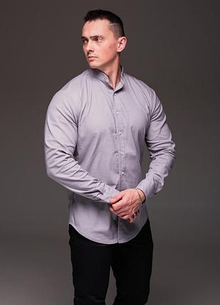 Мужская рубашка из льна modern серого цвета
