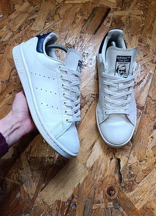 Оригінальні шкіряні кросівки adidas stan smith vegan white/collegiate navy/green (артикул fu9611)