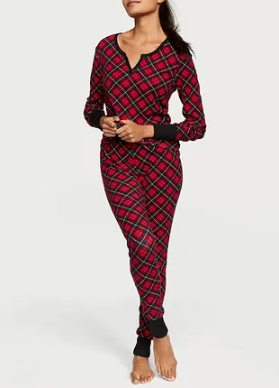Піжама жіноча victoria's secret thermal long pj set у клітинку