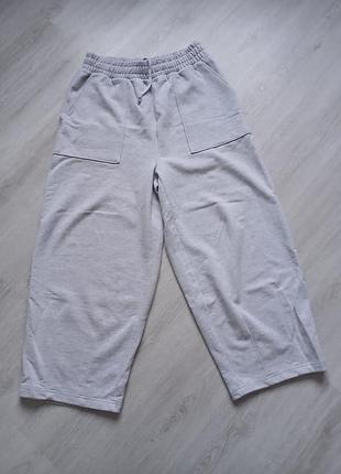Спортивні штани zara широкі сірі бавовняні l-xl