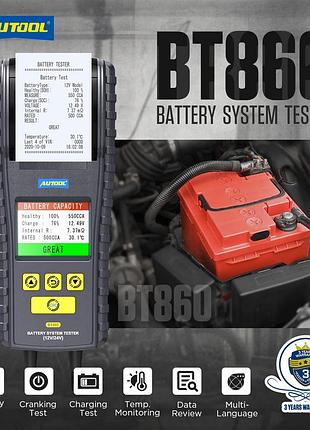 Autool bt860 тестер аналізатор акумулятора з принтером