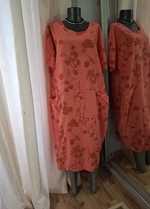 Котонове з кишенями плаття 👗 великого розміру італія