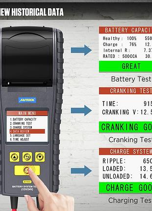 Autool bt860 тестер аналізатор акумулятора з принтером 4