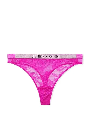 Трусики жіночі victoria's secret shine strap lace high-leg thong фуксія m