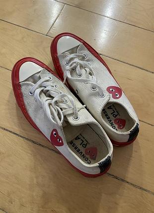Кеди низькі converse x comme des garçons play білі з червоним