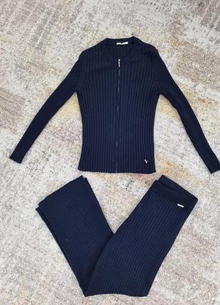 Жіночий в'язаний костюм з мериноса gd cashmere темно-синій, розмір m