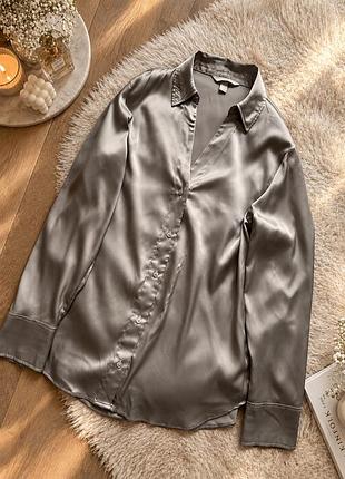 Жіноча сатинова сорочка h&m сірого кольору