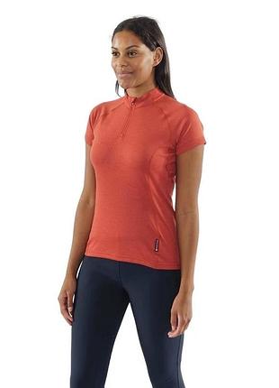 Жіноча спортивна термофутболка з коротким рукавом та блискавкою montane dart zip-neck (колір корал
