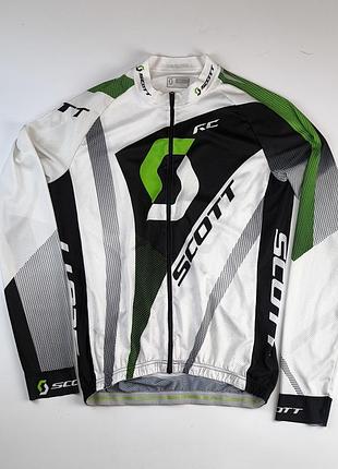 Велоодяг чоловічий scott rc джерсі з довгим рукавом біло-чорно-зелена xl