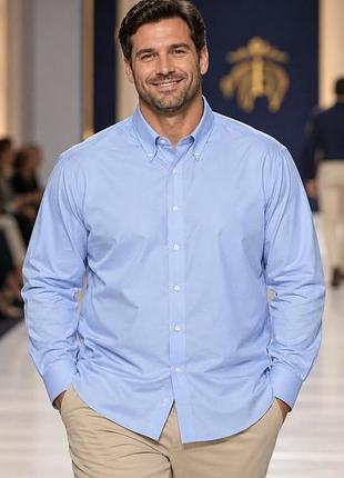 Рубашка мужская brooks brothers голубая 3xl-4xl хлопок supima