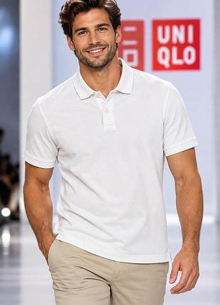 Чоловіче поло uniqlo біле m 100% бавовна
