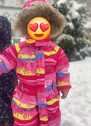 Зимовий термокомбінезон для дівчинки рожевий з жовтим