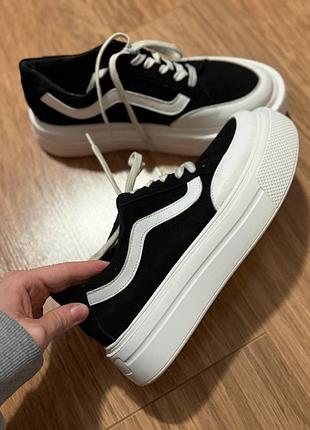 Кеди жіночі vans чорно-білі на платформі