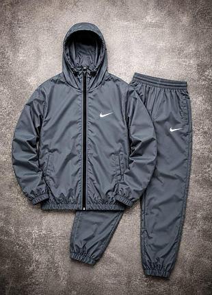 Спортивный костюм демисезонный плащевой nike серый