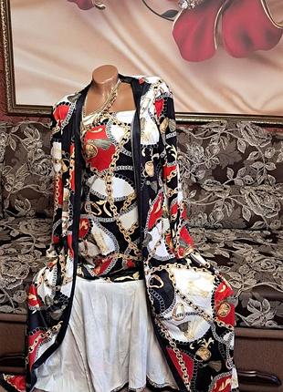 Костюм жіночий versace двійка з сукнею та кардиганом з принтом ланцюгів