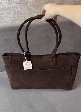 Женская вместительная сумка-шоппер mali &amp; lili faux suede tote bag