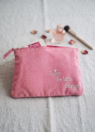 Косметичка man You trend line розовая с принтом «enjoy the little things», размер 16×21 см  
​