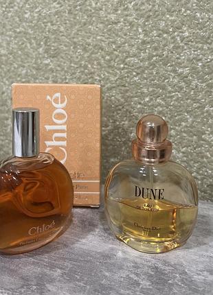 Вінтажні парфуми chloé parfums lagerfeld та christian dior dune (eau de toilette)