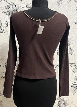 Zara  лонгслів шоколадного кольору 6