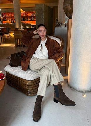 Итальянские замшевые ботинки челси tod's шоколадного цвета натуральная кожа/замша