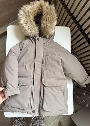 Зимова куртка zara 92 см бежевий