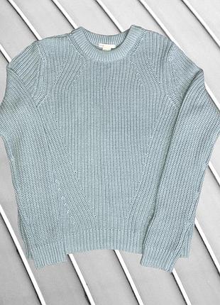 Жіночий светр h&m m eu38 uk10 ua44 блакитний світло-голубий базовий трикотажний у рубчик класичний джемпер ніжного кольору повсякденна кофта оверсайз