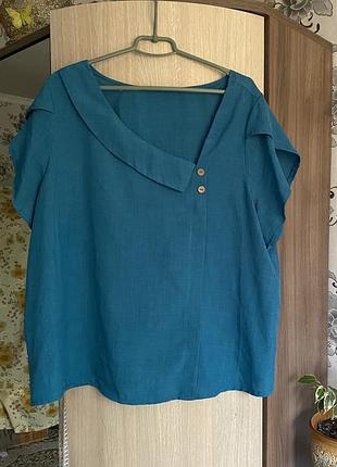 Блузка shein 4xl з асиметричним коміром, рукав пелюстки