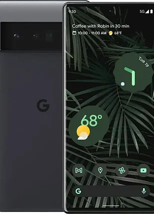 Смартфон google pixel 6 pro 12/256gb-12/512gb stormy black refurbished, экран 6.7" amoled, 50+48+12/11мп, 1sim